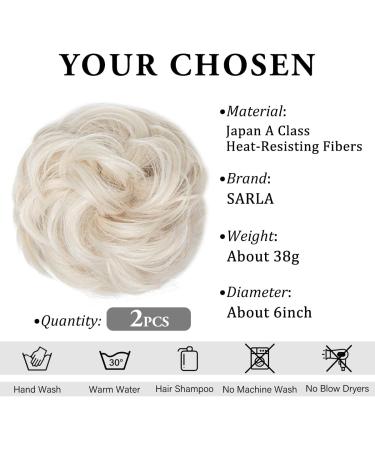 SARLA 2PCS Synthetic Messy Hair Bun Scrunchies in Platinum Blonde - Updo Hair Extensions for Women and Girls - Buy Online on GoSupps.com