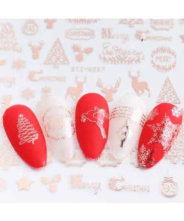 Christmas Nail Stickers 9 Sheets Self-Adhesive Nail Decal Snowflake Snowman Santa Claus Tree Elk Rose Gold Winter Nail Art Decoration Design Supplies - Buy Online on GoSupps.com