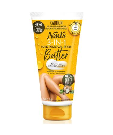 Nad's 3n1 Hair Removal Butter, Gentle & Soothing Hair Removal Cream For Women, Sensitive Depilatory Cream For Body & Legs, Suitable for all skin types (21103), 5.1 Fl Oz (Pack of 1)