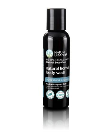Organic Herbal Body Wash by Herbal Choice Mari (Peppermint & Ginger 2 Fl Oz Bottle) - Made with Organic Ingredients - No Toxic Synthetic Chemicals - TSA-Approved Travel Size