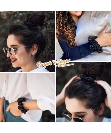 20PCS White Black Satin Silk Hair Scrunchies Ponytail Holder - Elastic Hair Bands for Women/Girls - Black/White - 9cm - Buy Online on GoSupps.com