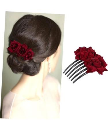 Ipetboom 1pc Wedding Rose Flower Hair Comb Wedding Comb Bridal Headpiece Bridal Hair Clip Hair Jewels for Women The Rose for Women Hair Accessory for Women Floral Comb Jewelry Bride Flowers - Buy Online on GoSupps.com