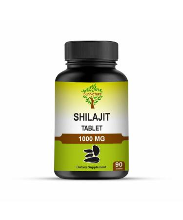 SunNature 1000 mg Shilajit Tablets Pure & Natural Herb Rich in Fulvic Acid & Trace Minerals for Men & Women | Supplement for Energy & Immune System | Chemical & Preservative Free 90 Tablets 45 Days