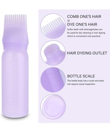 2-Piece Hair Oil Applicator Bottle Set - 170ml Plastic Root Comb with Gradual Scale for Hair Care - Violet Purple - Buy Online on GoSupps.com