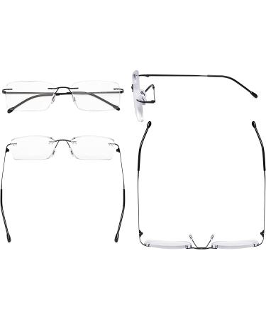 Eyekepper Men's Frameless Reading Glasses +3.00 Silver - Rectangle Rimless Reader Eyeglasses - Buy Online on GoSupps.com