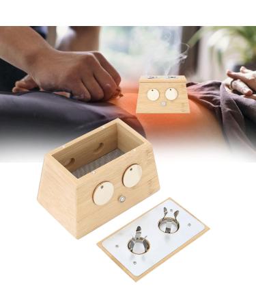 Moxa Massage Box - 2 Holes Bamboo Moxibustion Tool & Roller Stick Holder for Pain Relief | International Shipping - Buy Online on GoSupps.com
