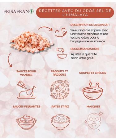 FRISAFRAN | Sel Rose De l'Himalaya Gros 2kg | sel grain | 100% naturel et non raffin | Haute teneur en min raux | Origine Pakistan | GRAND | sel himalaya | Rose | sel himalaya rose | Pas D'additifs - Buy Online on GoSupps.com