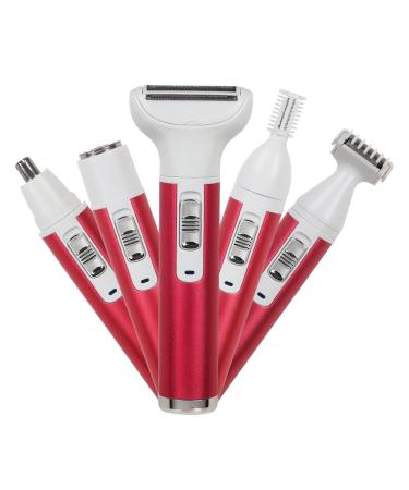 ZJchao 5-in-1 Waterproof Women's Hair Removal Trimmer - Mini Electric Clipper for Legs Arms Armpits & Bikini Line - USB Rechargeable Groomer in Rose Red - Buy Online on GoSupps.com