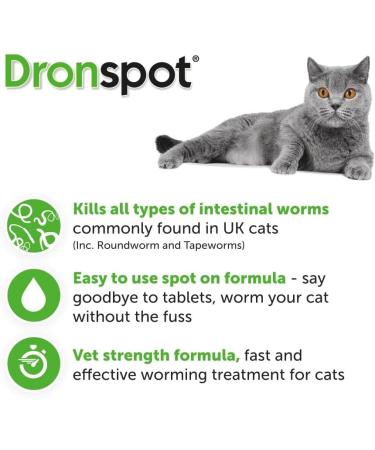 Dronspot 30 mg/7.5 mg Spot-on Solution for Small Cats - Single 1 pipette Small Cats (0.5-2.5kg) - Buy Online on GoSupps.com