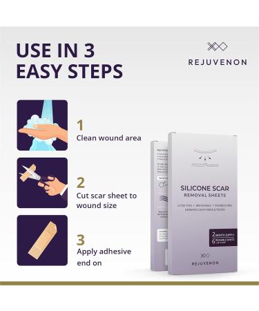 REJUVENON Silicone Scar Sheets - 6 Count for Removal & Healing of C-Section, Surgical, Acne, Burns, Tummy Tuck, Keloid Scars - Buy Online on GoSupps.com
