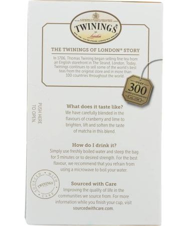 Twinings Energize Green Tea - Matcha Cranberry & Lime, 18 Bags (1.27 oz) - Boost Your Energy! - Buy Online on GoSupps.com