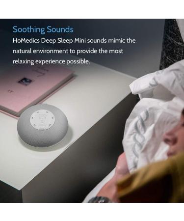 Homedics Deep Sleep Mini Portable Sound Machine - 5 Soothing Sounds, 3 Sleep Therapy Programs - Rechargeable for Home, Office, Nursery - Gray - Buy Online on GoSupps.com