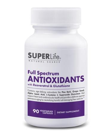 Full Spectrum Antioxidants - with Resveratrol Turmeric Red Grape & Acai Berry - Powerful Blend of Potent Anti-Aging Nutrients | Supports Heart & Cardiovascular Health | Supplement - 90 Capsules