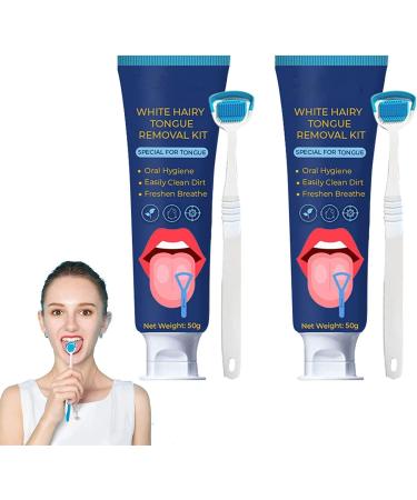 YANGYANGDA Tongue Removal Kit Tongue Scraper Cleaning Gel with Cleaning Brush Fresh Breath (2 Pack) 2 Pack.