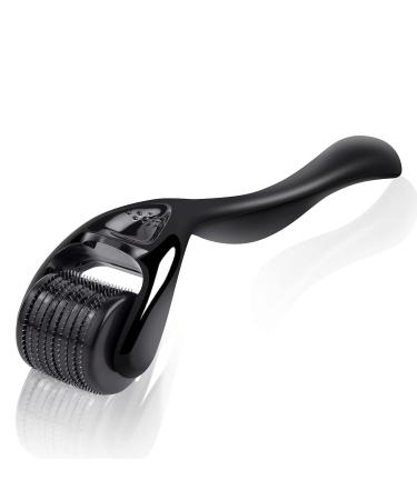 URAQT Derma Roller 0.5mm Beard Roller Titanium Micro Needling Roller for Men and Women Beard Growth Roller for Stimulate Hair Growth Facial Skin Care Scar removal 0.5mm-Black