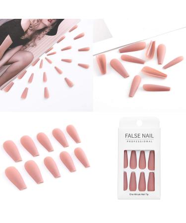 Shop Sethexy Matte Ballerina Monochrome Long False Nails - Acrylic Art Tips in Pink for Women & Girls | International Shipping Available - Buy Online on GoSupps.com