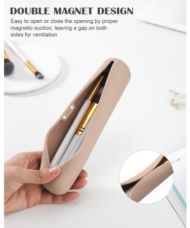 Corneria Large Magnetic Makeup Brush Holder | Travel-Friendly Organizer & Storage Box in Khaki - Buy Online on GoSupps.com