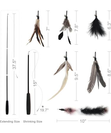 SONGWAY Interactive Cat Feather Toys - 7 Pcs Set with Retractable Wand and Teaser Refills for Indoor Cats and Kittens - Buy Online on GoSupps.com