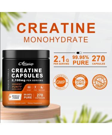 Shop Pure Creatine Monohydrate Capsules 270pcs for Enhanced Muscle Mass & Strength | International Shipping Available - Buy Online on GoSupps.com
