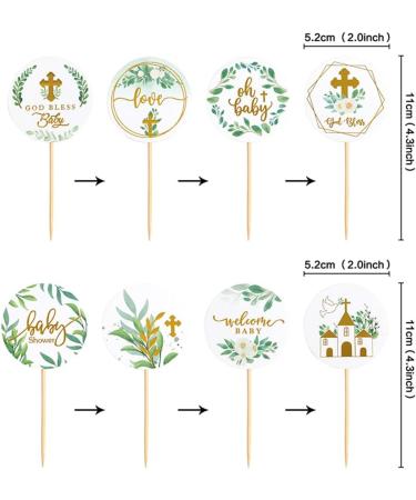 Daimay 32PCS Baby Shower Cupcake Toppers Greenery Baptism Cupcake Picks Floral Leaves God Bless Cross Cupcake Picks Gender Reveal Cake Topper Woodland Jungle Safari Theme Cupcakes Decor - Buy Online on GoSupps.com