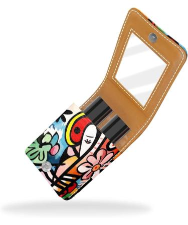 Travel Lipstick Organizer Case | Portable Makeup Bag with Mirror | Abstract Colorful Floral Pattern E565p5amzg - Ideal for International Shipping - Buy Online on GoSupps.com