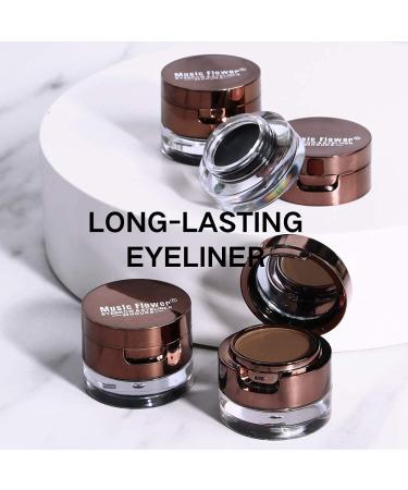 Maketopyzn Waterproof Dual-Ended Eyeliner Gel & Eyebrow Powder Set - Long-Lasting Double Colors (Black+Brown) with Mirror and Brush - Buy Online on GoSupps.com