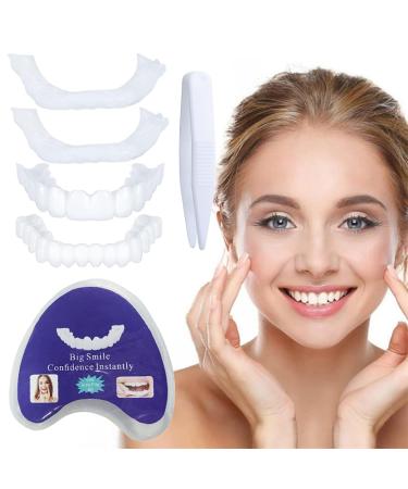 Fluktrix 2 pairs of artificial teeth cosmetic upper and lower artificial teeth temporary tooth whitening veneer dentures for self -confident smile for men and women unit size