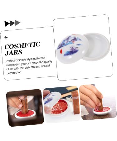 Housoutil Ink Pad Box Thumb Impression Pad Travel Container Cosmetic Containers Lipstick Jar Dragonfly Decor Mini Lipsticks Makeup Lipstick Rouge Jar Ceramics Storage Bottle with Cover White - Buy Online on GoSupps.com