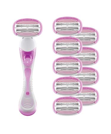 Pure Silk Contour 6 Women's Razor & 10 Ct Refill Set - Premium Quality for Smooth Shaving | International Shipping Available - Buy Online on GoSupps.com