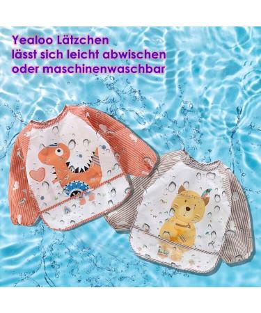 Yealoo 3pcs Waterproof Baby Bibs - Sleeved Washable & Wetness Protection for 6-36 Months - Buy Online on GoSupps.com