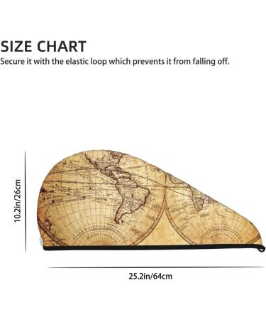 Vintage World Map Microfiber Hair Towel | Soft Super Absorbent Coral Velvet Wrap for Long Curly & Thick Hair - Quick Dry Solution for Women - Buy Online on GoSupps.com