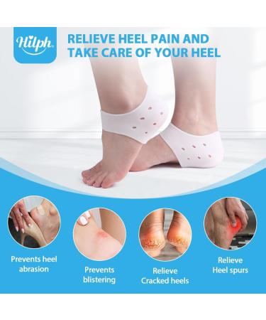 Hilph Silicone Heel Protectors - 4 Pairs | Cushioned Gel Heel Cups for Plantar Fasciitis & Achilles Tendinitis Relief | Moisturizing Pads for Dry Cracked Heels - Unisex - Buy Online on GoSupps.com