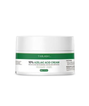 10% Azelaic Acid Cream for Gentle Acne Treatment Redness Relief Skin Soothing and Daily Pore Care - 1.7 fl oz / 50 ml (10%) Azelaic Acid 10%