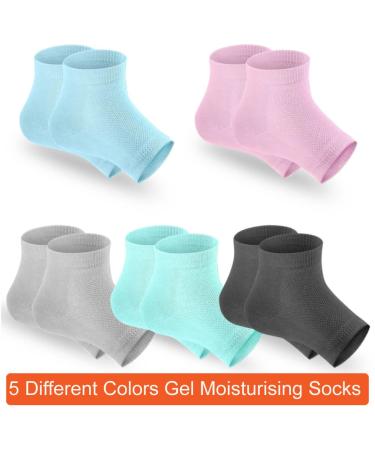 Selizo Moisturizing Gel Heel Socks - Set of 5 Open Toe Socks for Dry, Hard, Cracked Heels - Buy Online on GoSupps.com