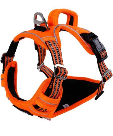 Funfox Adjustable No-Pull Dog Harness & Tableware for Large Dogs | Breathable & Safe - Orange - Buy Online on GoSupps.com