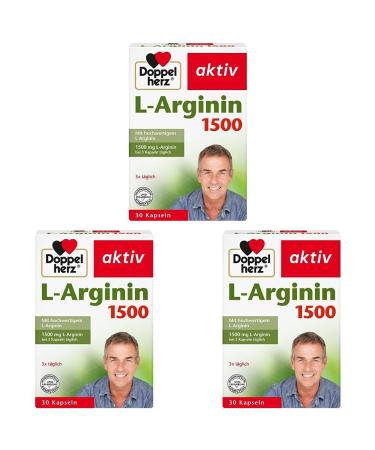 Doppelherz L-Arginine 1500 - With the high-quality amino acid L-Arginine - 30 gluten- and lactose-free capsules (pack of 3)
