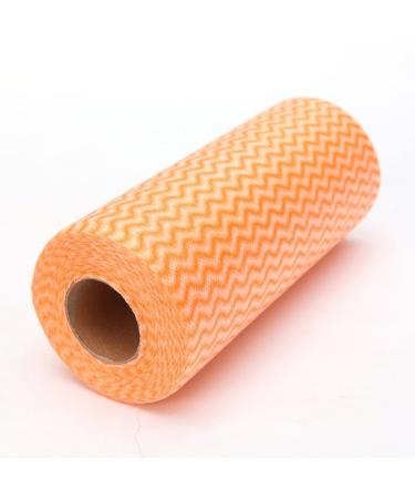 Roll of 50pcs Multipurpose Non-Woven Fabric Nonstick Wiping Rags House Cleaning Cloth Kitchen Dish Dishcloth (Orange)