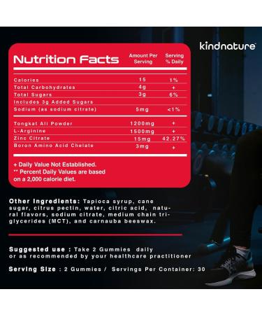 Kind Nature Tongkat Ali Gummies for Men - 1200mg Longjack Extract Energy & Endurance Booster Non-GMO Vegan (30-Day Supply - Buy Online on GoSupps.com