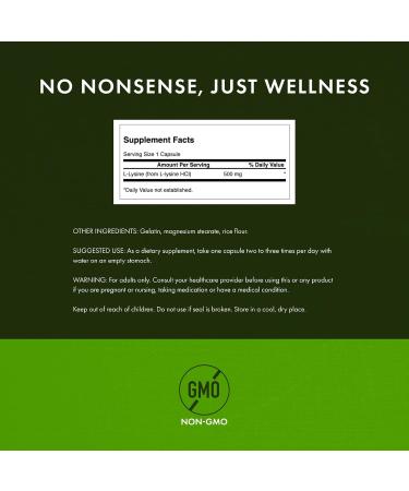 Swanson Free Form L-Lysine - Natural Supplement Promoting Stress Support & Nervous System Health - May Promote Calm Mood & Relaxation - (300 Capsules, 500mg Each) 2 Pack - Buy Online on GoSupps.com
