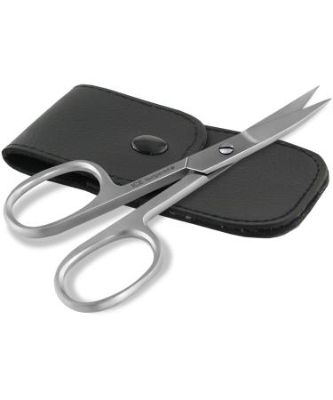 Left -handed nail scissors 9 cm curved cut surface made of stainless stainless steel with case - professional nail scissors with extra sharp cutting