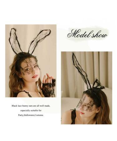 Catery Sexy Lace Bunny Ears Veil Headband | Cosplay Halloween Hair Accessory - Buy Online on GoSupps.com