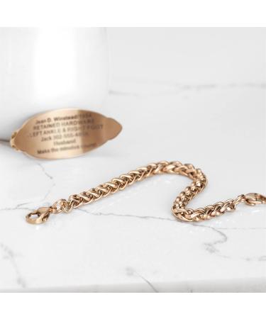 Personalized MunsteryAid Women's Medical Alert ID Bracelet - Custom Emergency Jewelry 6.0-8.5 Inches Rose Gold with White Symbol - Buy Online on GoSupps.com