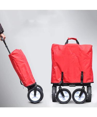 4-Wheel Folding Shopping Cart Folding Beach Wagon Push-Pull Cart Light Hand Cart Outdoor Camping Shopping Cart L100 * W24 * H75cm - Buy Online on GoSupps.com