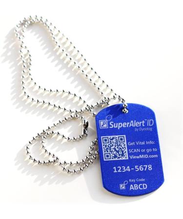 Buy Dynotag SuperAlertID Smart Medical ID Pendant & Chain Set - Anodized Aluminum Blue with DynoIQ & Lifetime Service | International Shipping - Buy Online on GoSupps.com