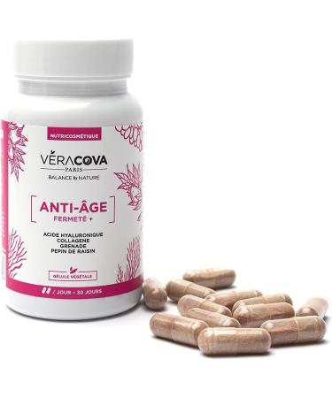 VERACOVA | Nutricosmetic Supplement: Anti-Aging Firmness + | Redensified & Smoothed Skin | Reduces wrinkles | Hyaluronic Acid Marine Collagen | Made in France | 100% vegetable | 1 month - 60 capsules - Buy Online on GoSupps.com