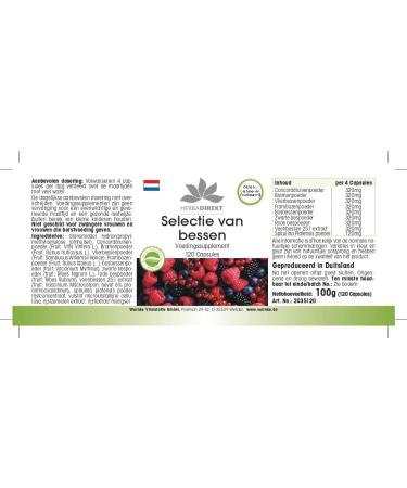 Berries Mix with Concorde Blackberries Elderberry Raspberry Blueberry Blackcurrant Red Gooseberry Cranberry and Spirulina 120 Capsules | herba direkt German Pharmacy Quality - Buy Online on GoSupps.com