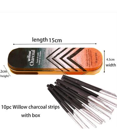 10pcs Willow Vine Charcoal Sticks & Pencils Set | Charcoal Drawing Kit in Tin Box for Sketching & Shading - Buy Online on GoSupps.com