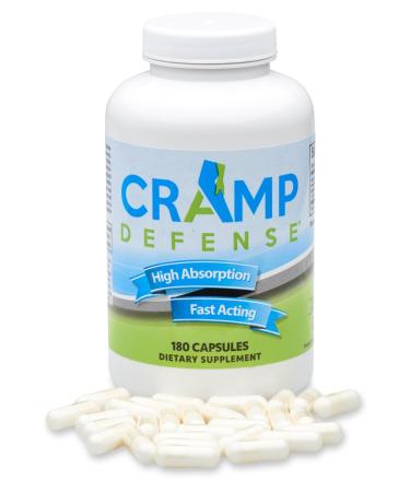 Cramp Defense Magnesium for Leg Cramps, Muscle Cramps & Muscle Spasms. End Them Fast and Permanently. Organic Magnesium Muscle Relaxer, Non-Laxative, NO Magnesium Oxide or Herbs! 180 Capsule Bottle.