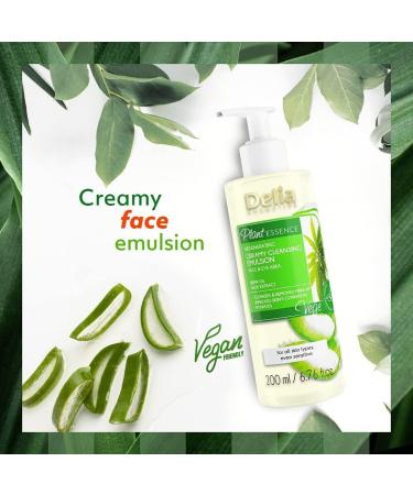 Delia Cosmetics - Plant Essence - Face & Eye Cleansing Emulsion - Creamy Make Up Remover - Vegan Friendly - Natural Ingredients - Aloe Extract - Every Skin Type - Cleanses Refreshes Soothes - 200 ml - Buy Online on GoSupps.com