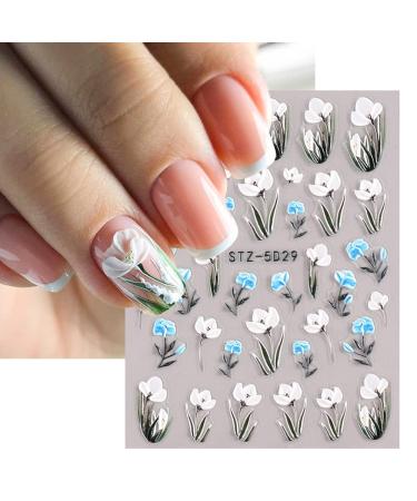 5D Flower Nail Art Stickers - 8 Sheets Exquisite Color Flowers Self-Adhesive Decals for Acrylic Nails - Elegant DIY Nail Art Design for Women - Buy Online on GoSupps.com